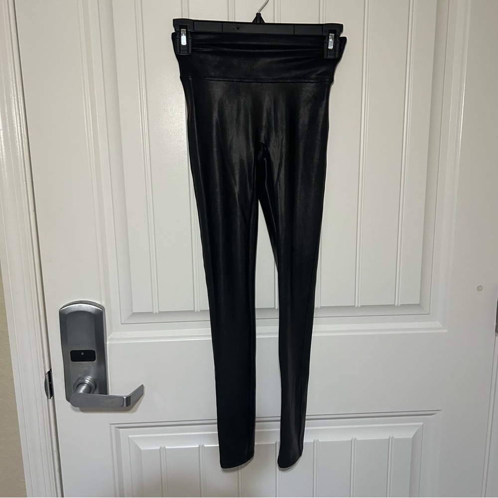 Spanx Black Faux Leather Leggings Size XS